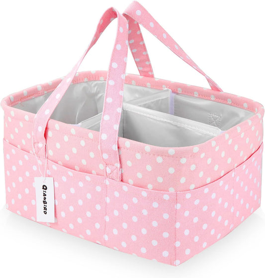 Baby Diaper Caddy Organizer Storage Basket for Girl Boy Shower Gifts Portable Large Nursery Holder Tote for Changing Table or Car Newborn Essentials Baby Registry Must Haves Item