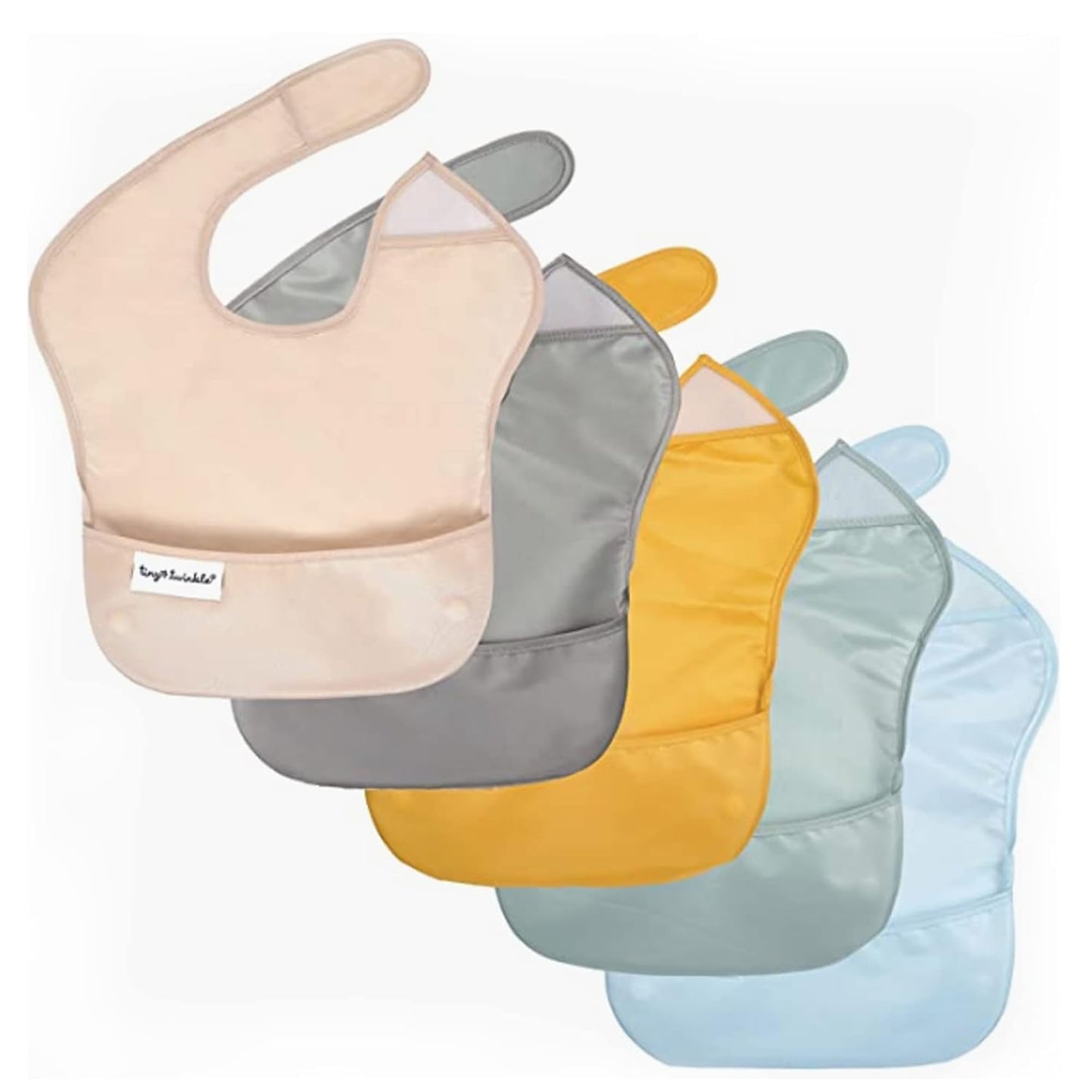 Waterproof Baby Bibs for Eating – Mess-Proof, Wipeable Toddler Bibs – Travel-Friendly, PFAS & BPA-Free – Baby Feeding Bibs (3-Pack, Slate & Olive)