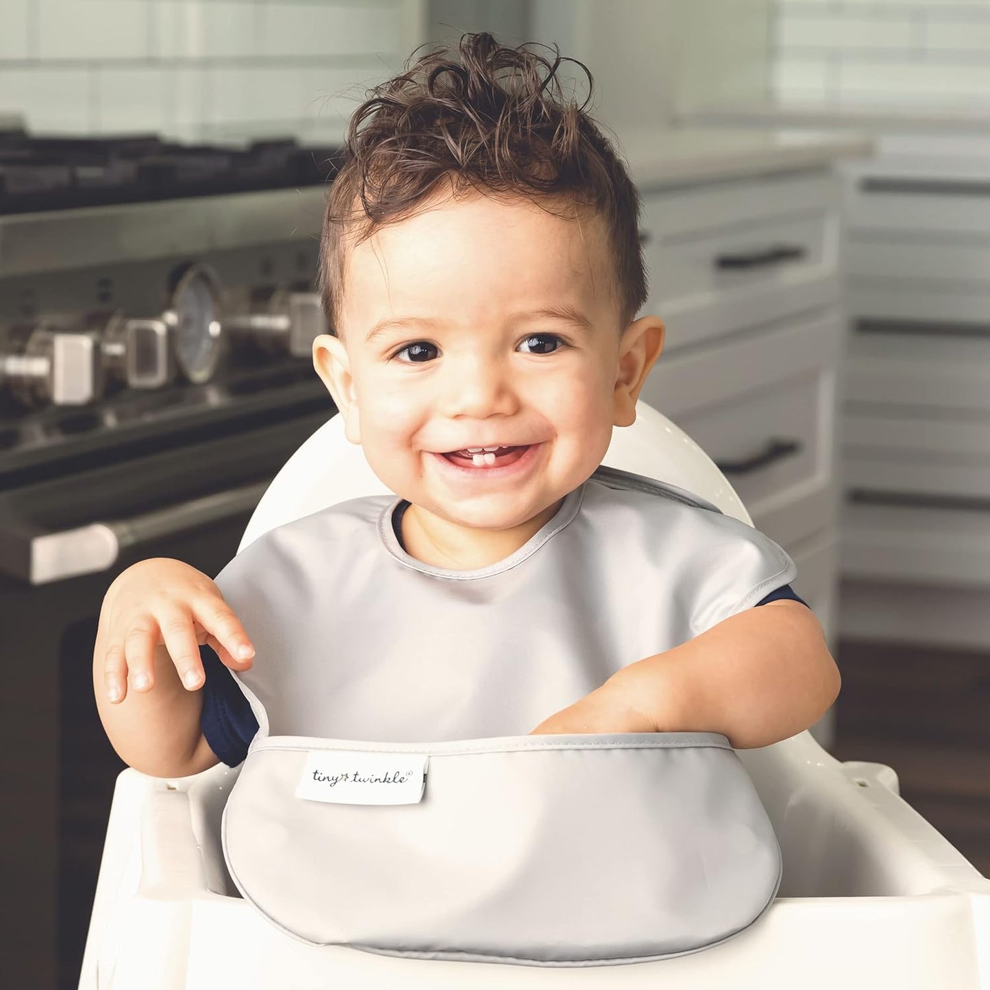 Waterproof Baby Bibs for Eating – Mess-Proof, Wipeable Toddler Bibs – Travel-Friendly, PFAS & BPA-Free – Baby Feeding Bibs (3-Pack, Slate & Olive)