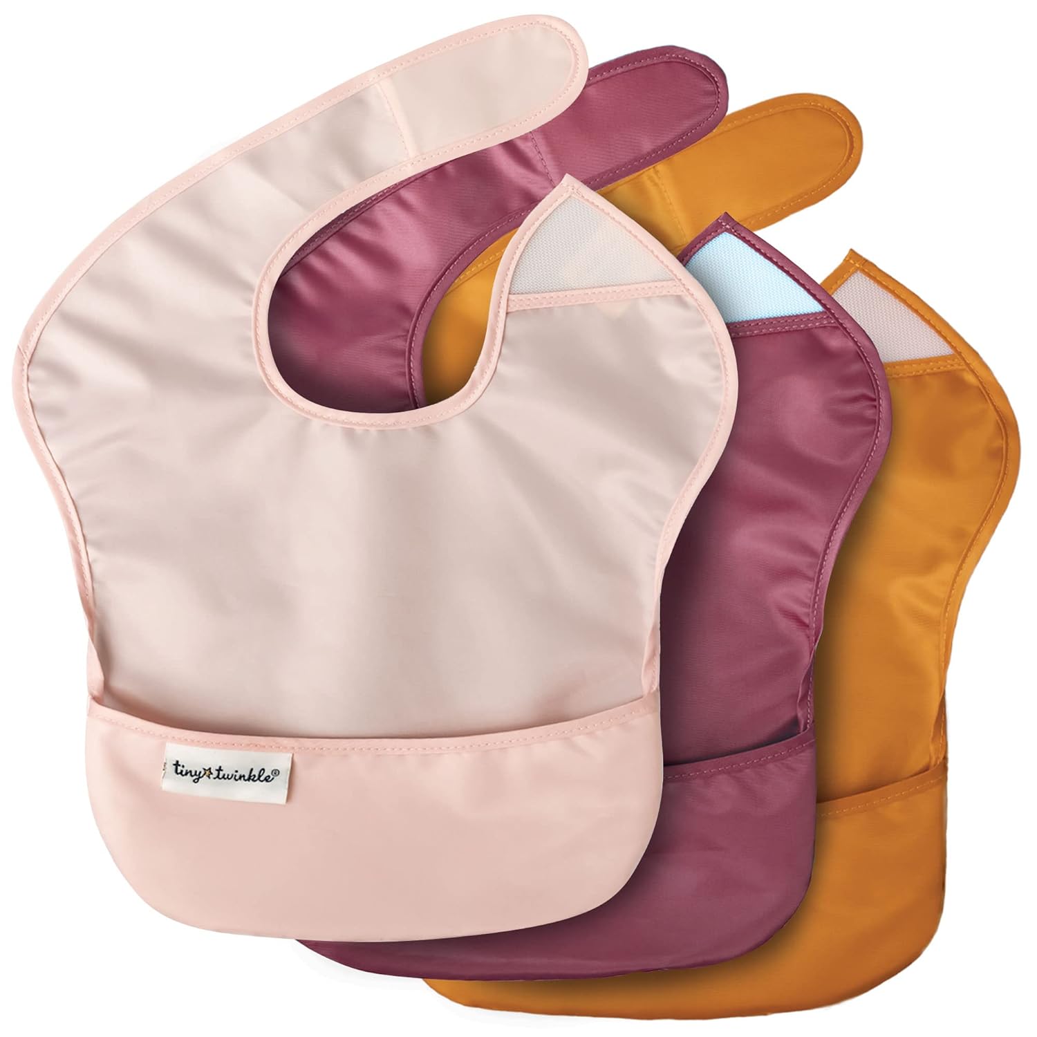 Waterproof Baby Bibs for Eating – Mess-Proof, Wipeable Toddler Bibs – Travel-Friendly, PFAS & BPA-Free – Baby Feeding Bibs (3-Pack, Slate & Olive)