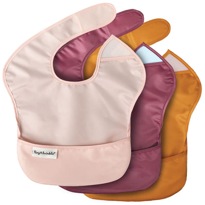 Waterproof Baby Bibs for Eating – Mess-Proof, Wipeable Toddler Bibs – Travel-Friendly, PFAS & BPA-Free – Baby Feeding Bibs (3-Pack, Slate & Olive)
