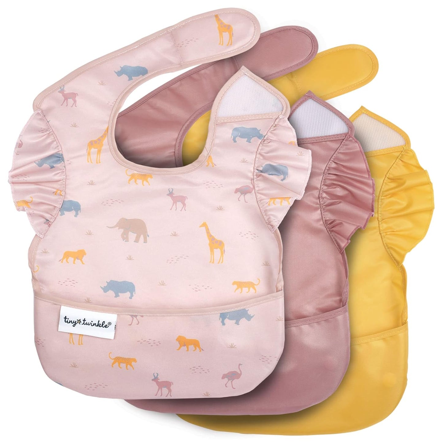 Waterproof Baby Bibs for Eating – Mess-Proof, Wipeable Toddler Bibs – Travel-Friendly, PFAS & BPA-Free – Baby Feeding Bibs (3-Pack, Slate & Olive)