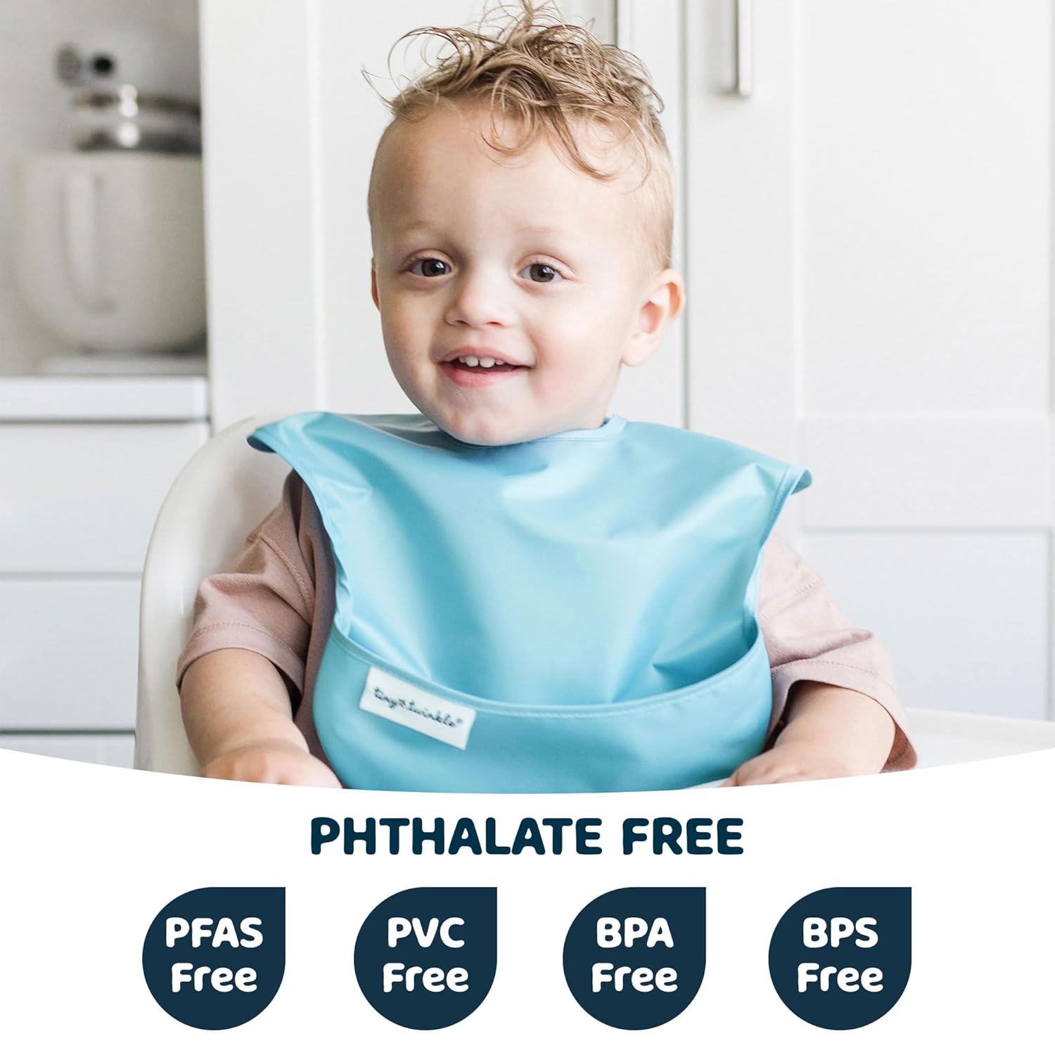 Waterproof Baby Bibs for Eating – Mess-Proof, Wipeable Toddler Bibs – Travel-Friendly, PFAS & BPA-Free – Baby Feeding Bibs (3-Pack, Slate & Olive)