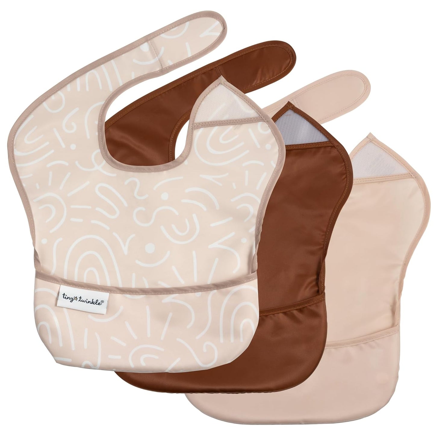 Waterproof Baby Bibs for Eating – Mess-Proof, Wipeable Toddler Bibs – Travel-Friendly, PFAS & BPA-Free – Baby Feeding Bibs (3-Pack, Slate & Olive)