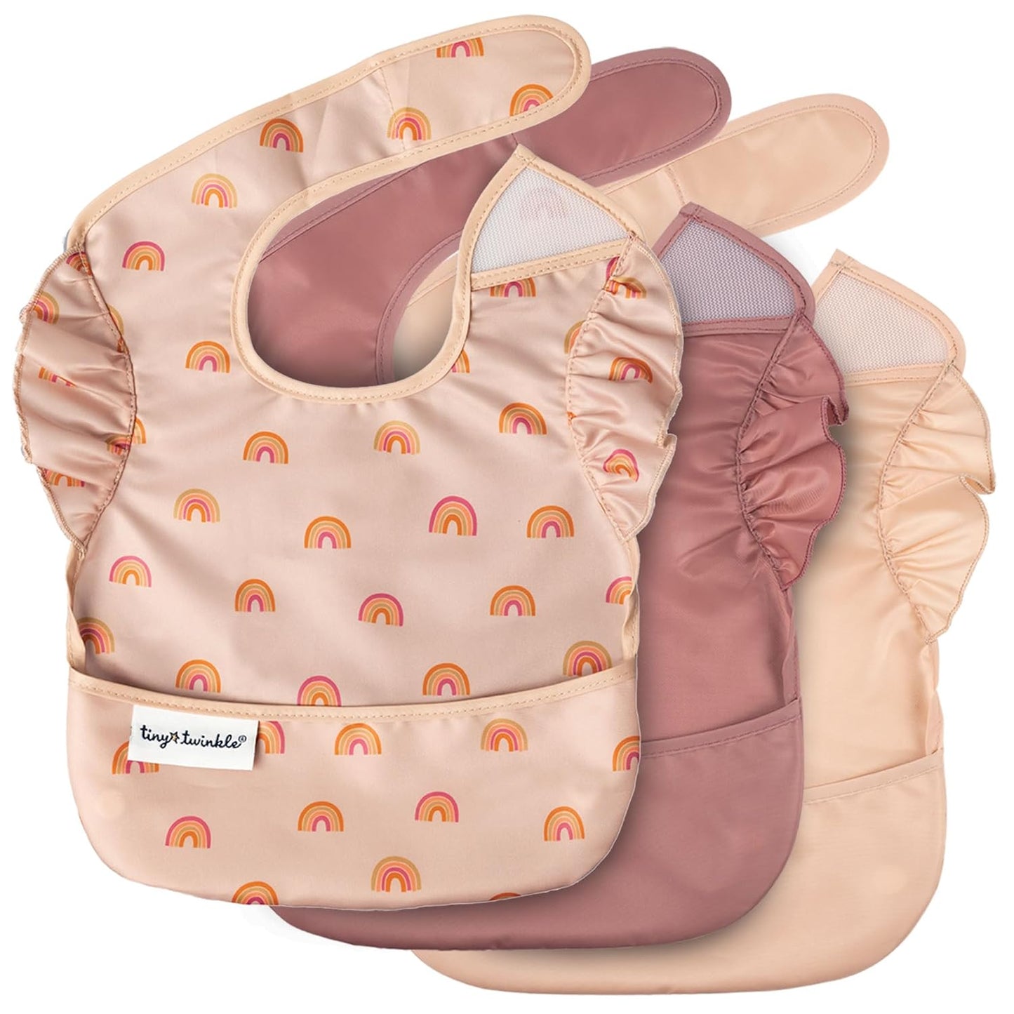 Waterproof Baby Bibs for Eating – Mess-Proof, Wipeable Toddler Bibs – Travel-Friendly, PFAS & BPA-Free – Baby Feeding Bibs (3-Pack, Slate & Olive)