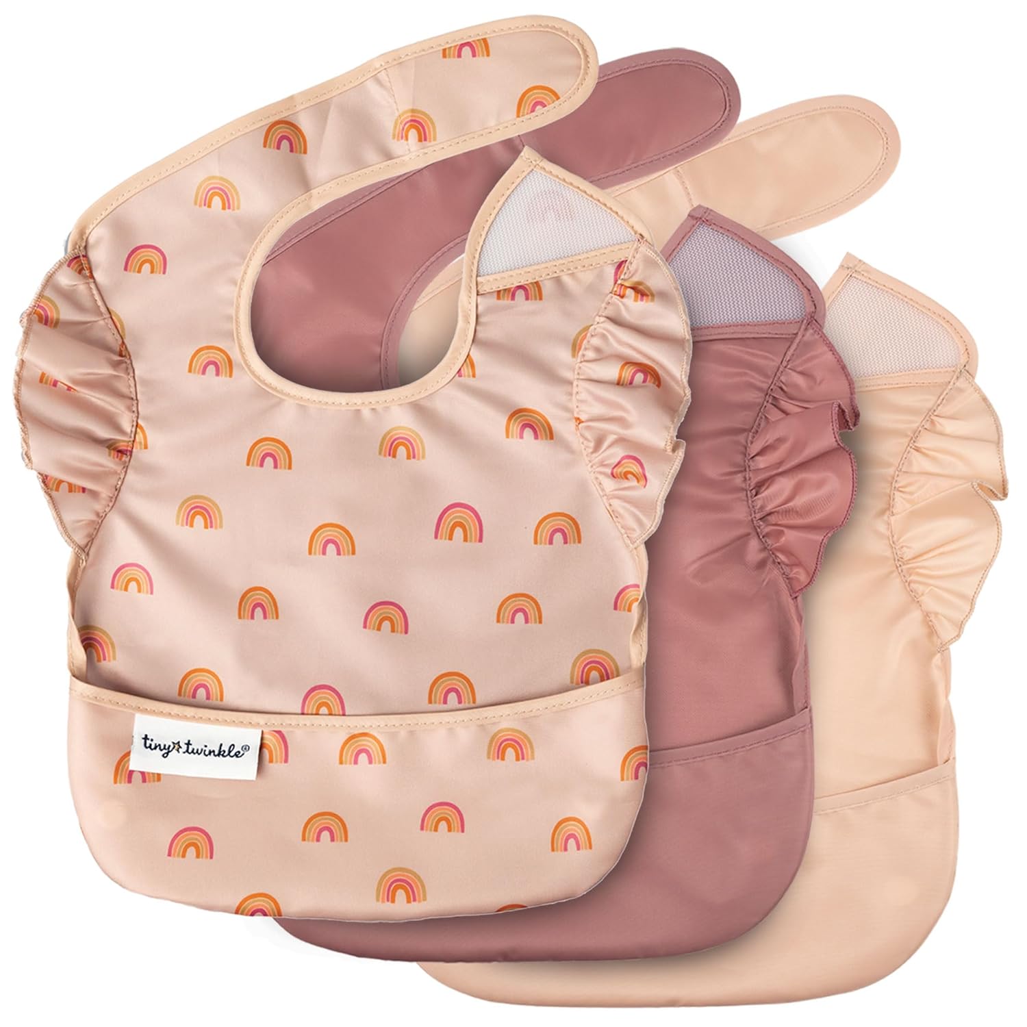 Waterproof Baby Bibs for Eating – Mess-Proof, Wipeable Toddler Bibs – Travel-Friendly, PFAS & BPA-Free – Baby Feeding Bibs (3-Pack, Slate & Olive)
