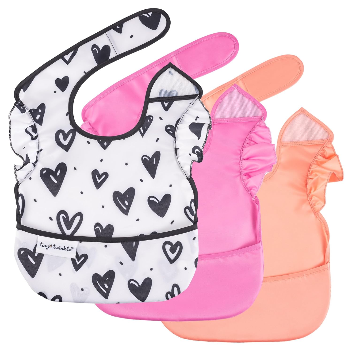 Waterproof Baby Bibs for Eating – Mess-Proof, Wipeable Toddler Bibs – Travel-Friendly, PFAS & BPA-Free – Baby Feeding Bibs (3-Pack, Slate & Olive)