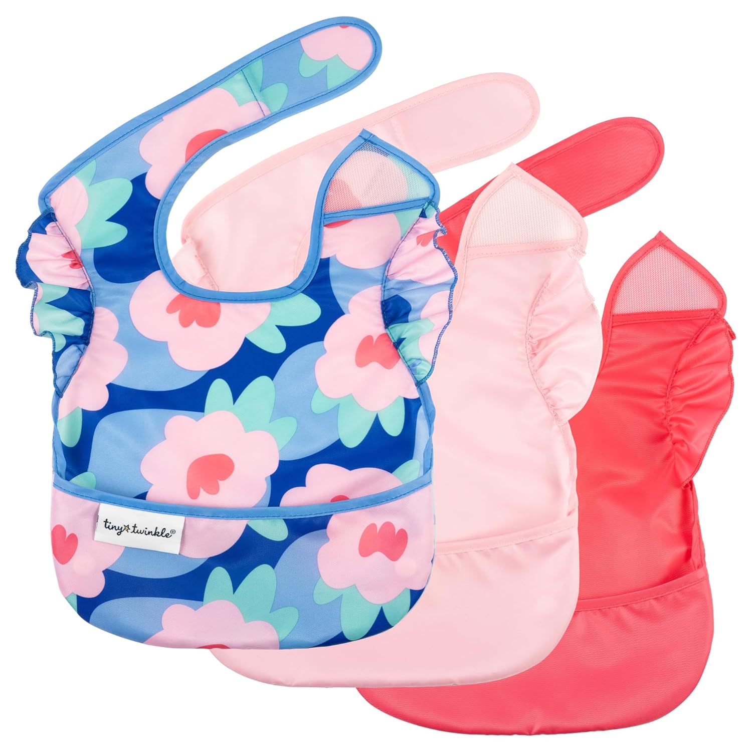 Waterproof Baby Bibs for Eating – Mess-Proof, Wipeable Toddler Bibs – Travel-Friendly, PFAS & BPA-Free – Baby Feeding Bibs (3-Pack, Slate & Olive)