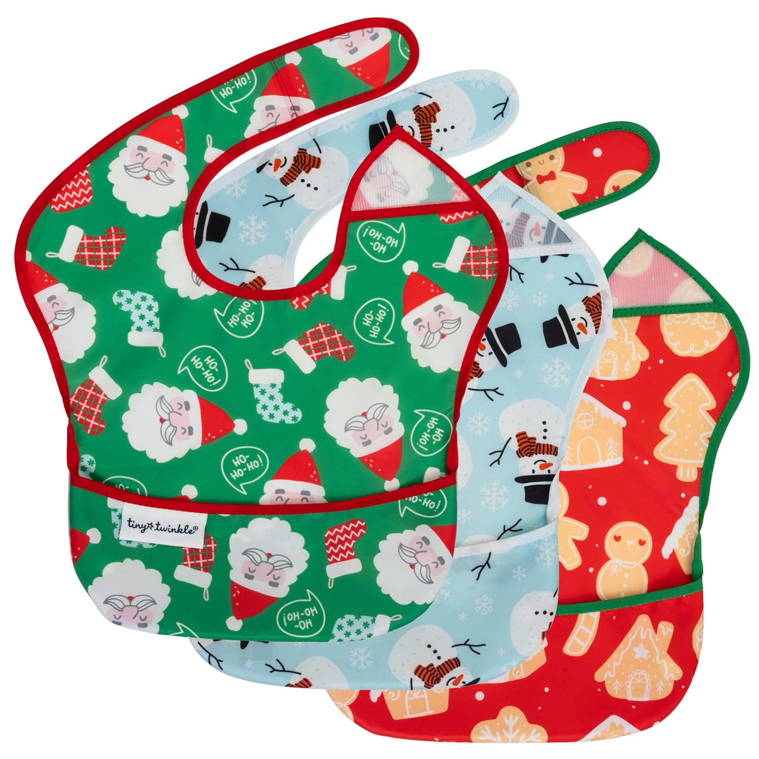 Waterproof Baby Bibs for Eating – Mess-Proof, Wipeable Toddler Bibs – Travel-Friendly, PFAS & BPA-Free – Baby Feeding Bibs (3-Pack, Slate & Olive)