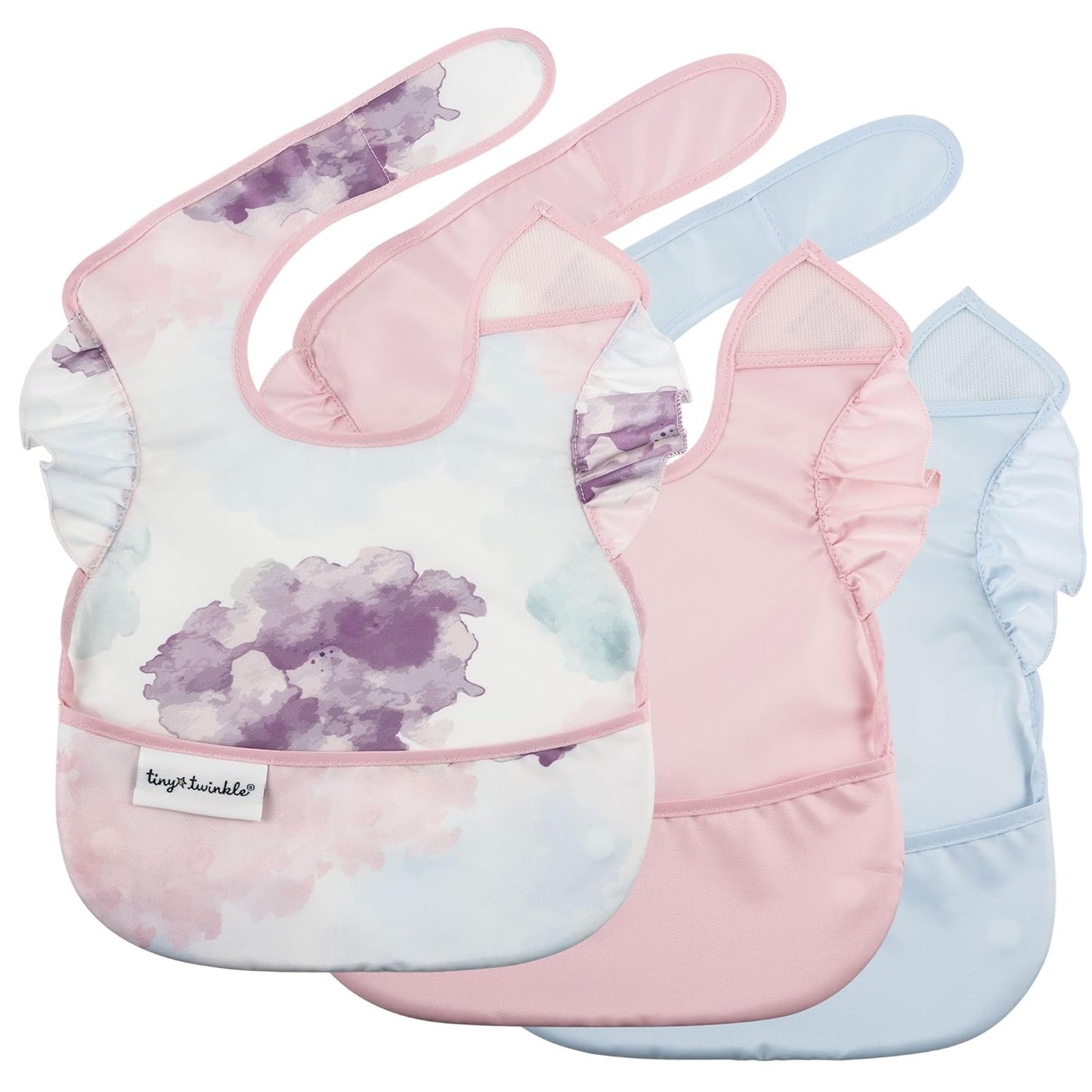 Waterproof Baby Bibs for Eating – Mess-Proof, Wipeable Toddler Bibs – Travel-Friendly, PFAS & BPA-Free – Baby Feeding Bibs (3-Pack, Slate & Olive)