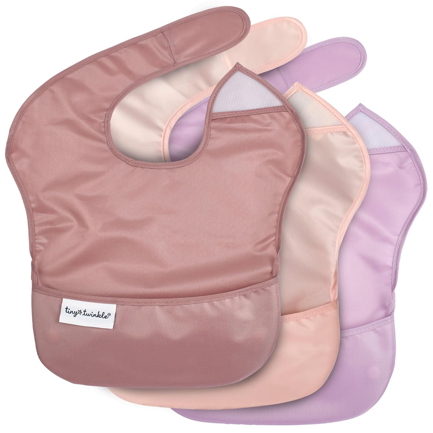 Waterproof Baby Bibs for Eating – Mess-Proof, Wipeable Toddler Bibs – Travel-Friendly, PFAS & BPA-Free – Baby Feeding Bibs (3-Pack, Slate & Olive)