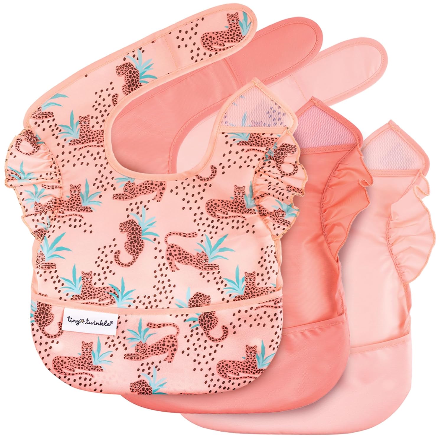 Waterproof Baby Bibs for Eating – Mess-Proof, Wipeable Toddler Bibs – Travel-Friendly, PFAS & BPA-Free – Baby Feeding Bibs (3-Pack, Slate & Olive)