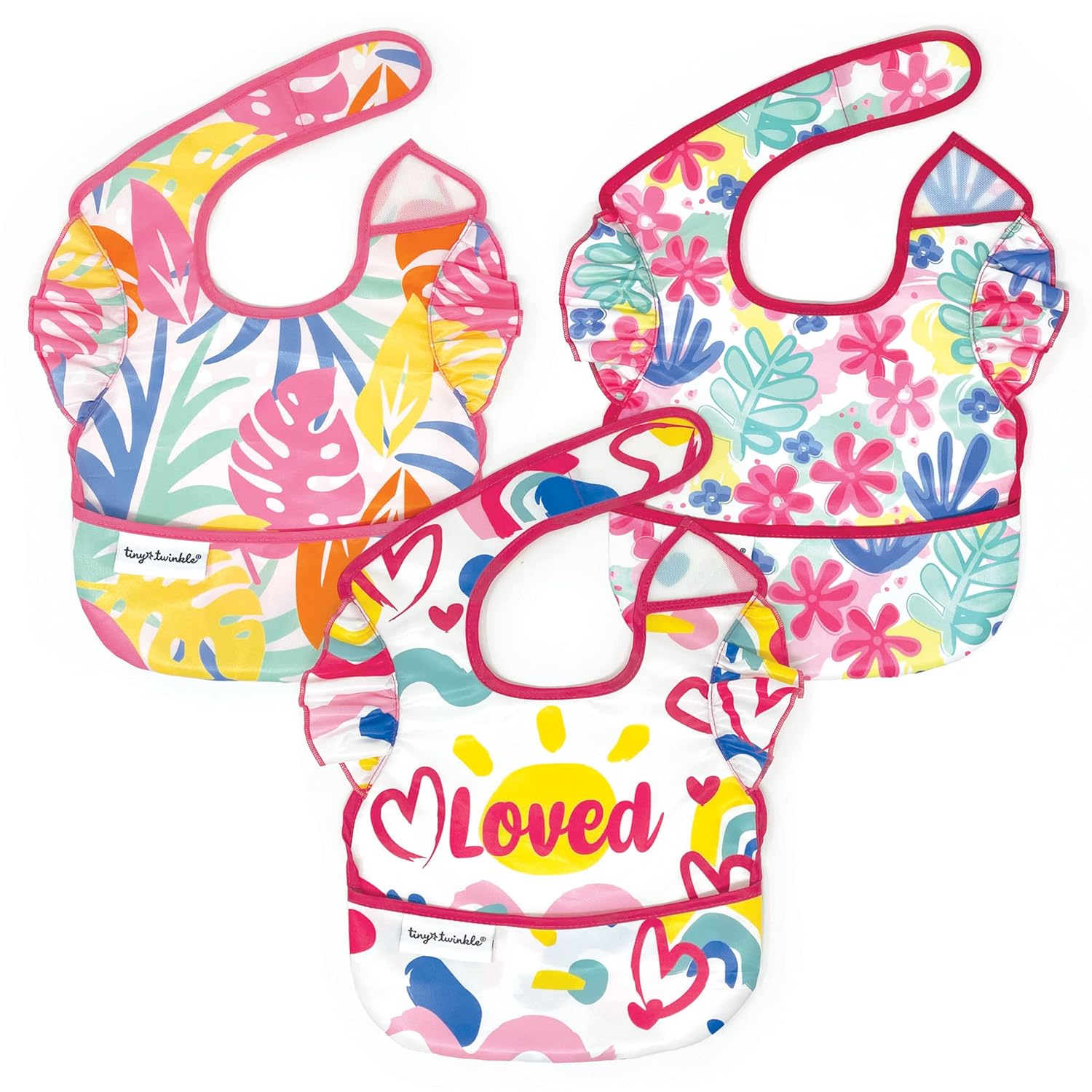 Waterproof Baby Bibs for Eating – Mess-Proof, Wipeable Toddler Bibs – Travel-Friendly, PFAS & BPA-Free – Baby Feeding Bibs (3-Pack, Slate & Olive)