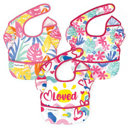 Waterproof Baby Bibs for Eating – Mess-Proof, Wipeable Toddler Bibs – Travel-Friendly, PFAS & BPA-Free – Baby Feeding Bibs (3-Pack, Slate & Olive)