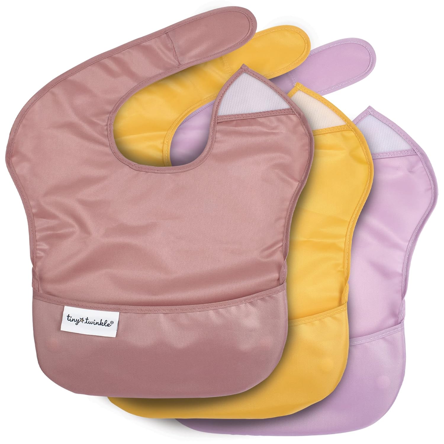 Waterproof Baby Bibs for Eating – Mess-Proof, Wipeable Toddler Bibs – Travel-Friendly, PFAS & BPA-Free – Baby Feeding Bibs (3-Pack, Slate & Olive)