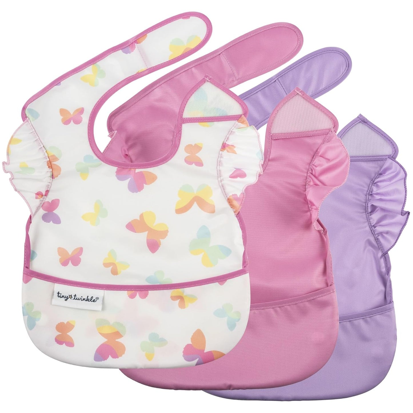 Waterproof Baby Bibs for Eating – Mess-Proof, Wipeable Toddler Bibs – Travel-Friendly, PFAS & BPA-Free – Baby Feeding Bibs (3-Pack, Slate & Olive)