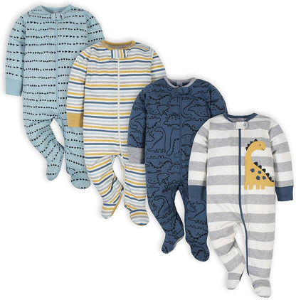 Gerber Baby Boys’ Sleep ‘n Play Footed Pajamas – Soft, Safe & Perfect for Day or Night