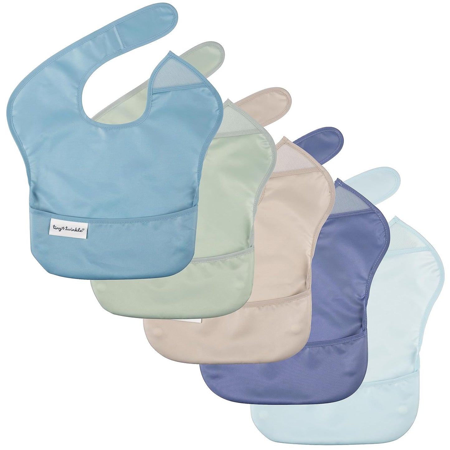 Waterproof Baby Bibs for Eating – Mess-Proof, Wipeable Toddler Bibs – Travel-Friendly, PFAS & BPA-Free – Baby Feeding Bibs (3-Pack, Slate & Olive)