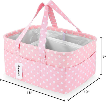Baby Diaper Caddy Organizer Storage Basket for Girl Boy Shower Gifts Portable Large Nursery Holder Tote for Changing Table or Car Newborn Essentials Baby Registry Must Haves Item